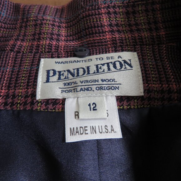 VINTAGE PENDLETON 100% Wool Plaid Blazer in Purple Academia Preppy - Size US 12 - Picture 15 of 15
